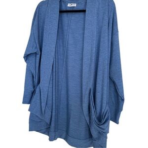 Active USA Blue Draped Open-Front Cardigan